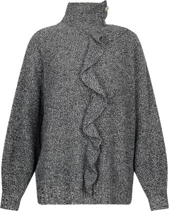 Liu Jo Maglia con maxi volant - Dames - Coltruien - Grijs - M - Truien & Vesten
