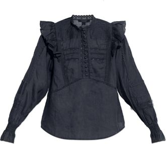 AllSaints Overhemden, Dames, Blauw, XS, Katoen, Top Heather