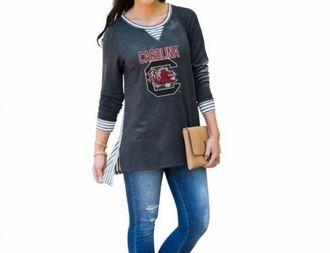 Gameday Couture University Of South Carolina Tunic In Charcoal