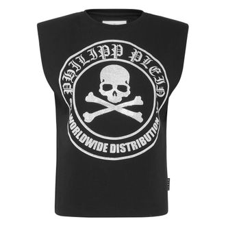 Philipp Plein Tops, Dames, Zwart, L, Katoen, T-Shirt Ronde Hals Skull