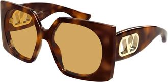 Valentino Sunglasses, female, Brown, Size: 55 MM VLogo Signature 55mm Square Sunglasses