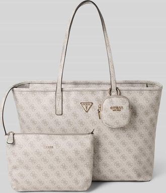 Guess Handtasche mit Allover-Logo-Print Modell Power Play in Beige, Gr&ouml;&szlig;e 1