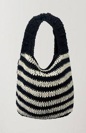 Crescent Striped Weave Bag in Black/white at Nordstrom