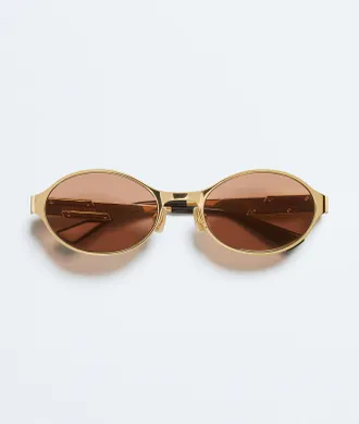 Bottega Veneta Dash Oval Sunglasses - Gold - Unisex - 100% Metal