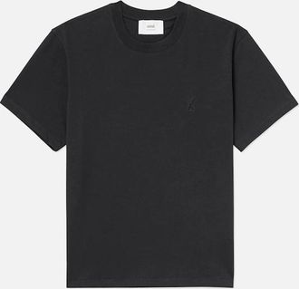 Ami Mens Mens Back Ami Paris Ami De Coeur Logo-Embossed Cotton T-Shirt - Black - Size: 38