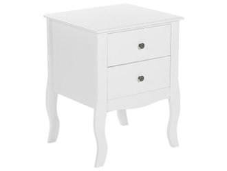 Beliani Mesita de noche 2 cajones blanco