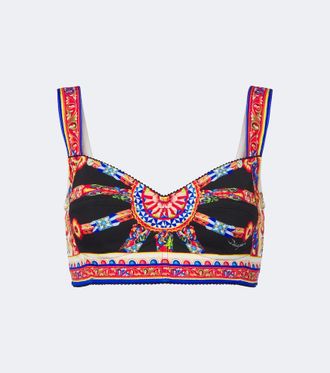 Dolce & Gabbana Carretto silk-blend charmeuse crop top