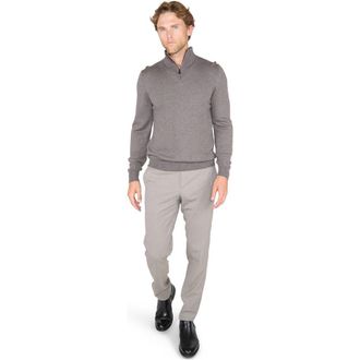 Lords of Harlech Quest Fully Fashioned Quarter-zip Merino Sweater in Olive Twist at Nordstrom, Size Xx-Large