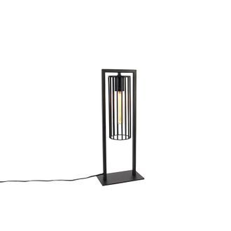 QAZQA Moderno L&aacute;mpara De Mesa Moderna Negra - Balenco Wazo Acero Alargada Adecuado Para Led Max. 1 X 40 Watt - Qazqa