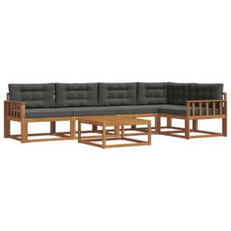 vidaXL Conjunto De Sof&aacute;s De Exterior 6 Pcs Natural Y Antracita Vidaxl
