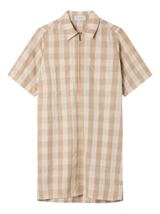 Lee Mathews gingham zip-front shirt mini dress - women - Fabric - 00 - Neutrals