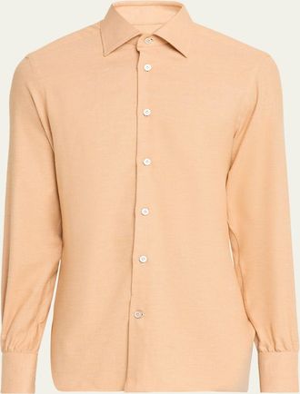 Kiton Mens Cotton Micro-Check Classic Fit Sport Shirt