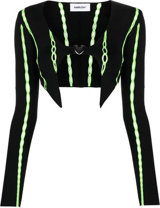 AMBUSH contrast-trim cropped cardigan - women - Polyamide/Polyester/Viscose - S - Black