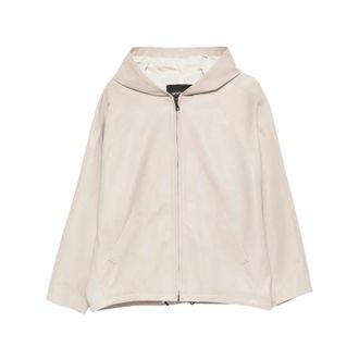 Simonetta Ravizza Leather Jackets, female, Beige, Size: 2XS Cambridge Hooded Jacket