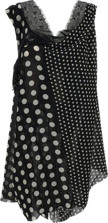 Junya Watanabe Black Polka Dot V Neck Top