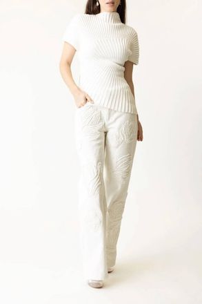 Cult Gaia Flo Denim Pant In Off White
