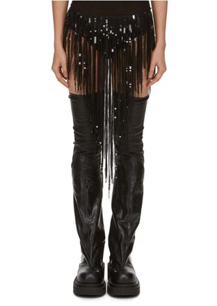 Rick Owens Luxor Fringed Panty Skirt In Black