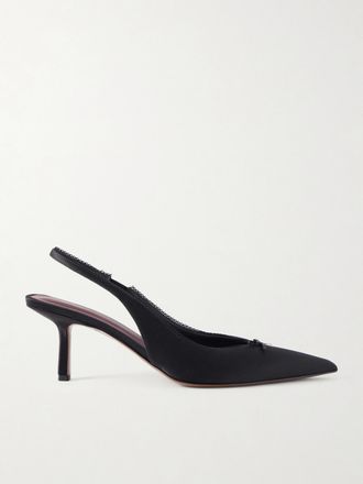 Neous D&eacute;collet&eacute; Slingback In Twill Con Finiture In Pizzo Moriah - Nero