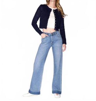 Flying Monkey Harlow Cuffed Denim Trouser In Blue