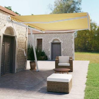 vidaXL Toldo De Pie Autom&aacute;tico Amarillo Y Blanco 500x350 Cm Vidaxl