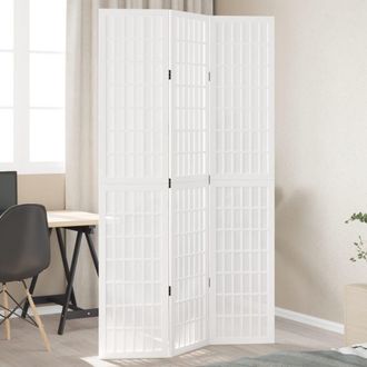 Berkfield Home Room Divider 3 Panels White Solid Wood Paulownia