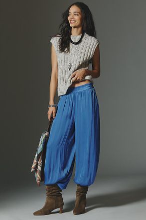 Maeve Draped Wide-Leg Pull-On Pants