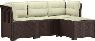 vidaXL Sof&aacute; De Jard&iacute;n Para 4 Personas Con Cojines Y Dise&ntilde;o De Rattan Vidaxl
