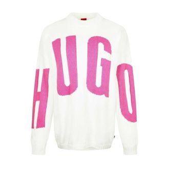 HUGO BOSS Hugo Dames/Dames Crew Hals Relaxed Fit Trui met Lange Mouwen (Natuurlijk)