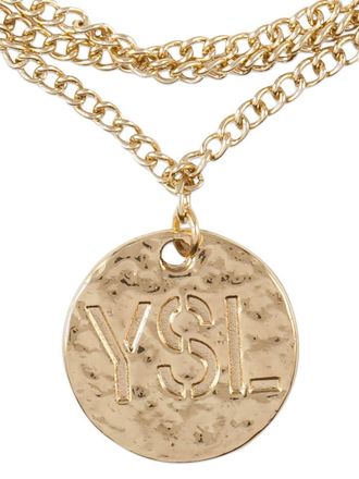 Saint Laurent 1980s logo charms chain bracelet - women - Gold Tone Alloy - One Size