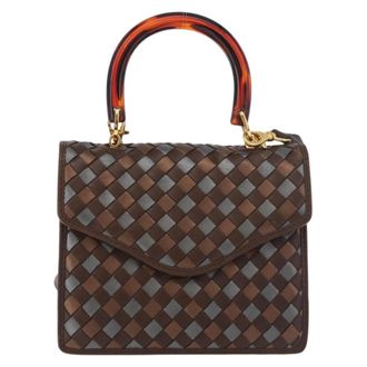 Bottega Veneta Intrecciato Leather Brown Leather Handbag (Pre-Owned)