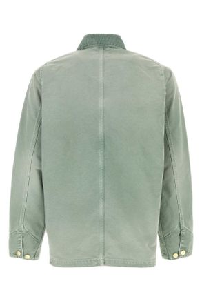 Carhartt Work in Progress Mens Sage Green Canvas Og Chore Coat Shadygreenshadygreendestroywash Exterior: Organic Cotton Giubbini Jacket