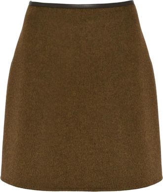 Yves Salomon Minigonna con bordo in pelle - Marrone
