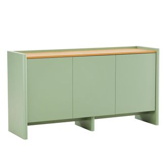Oviala Aparador moderno rectangular de 3 puertas L140 cm verde