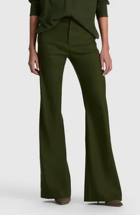 Alice & Olivia Andrew Linen Blend Bootcut Pants in Dark Fern at Nordstrom, Size 10