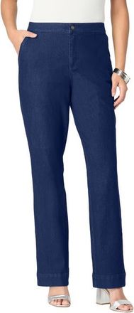 Roaman's Plus Size High-Rise Bootcut Denim Trouser in Dark Wash at Nordstrom, Size 12