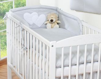 OEM Juego De Ropa De Cama De 3 Piezas 120x90 - Corazones Grises
