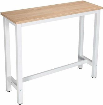 Woltu Tavolo da Bar 120 cm Tavolino Cucina da Contatore Tavolino Alta da Caff&egrave; Rovere+bianco - Woltu