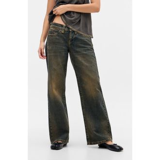 BDG Kayla Low RIse Wide Leg Jeans in Dark Vintage at Nordstrom, Size 28 32