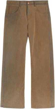Aspesi Flocked Leather Chambray Broek - Dames - Regular Fit Jeans - Bruin - W27 - Katoen - Jeans
