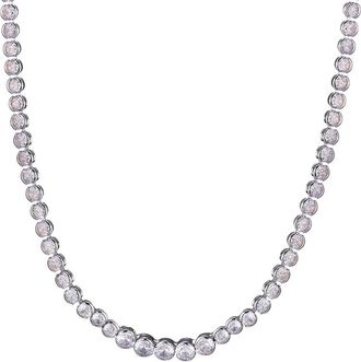 Adornia Adornia Silver Plated Bezeled Crystal Tennis Necklace