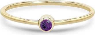 Zo&euml; Chicco 14K Gold Bezel Birthstone Stacking Ring in Yellow Gold/Amethyst at Nordstrom, Size 8