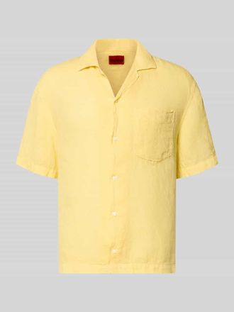 HUGO BOSS Regular Fit Freizeithemd aus reinem Leinen Modell EXOLINO in Hellgelb, Gr&ouml;&szlig;e XXL