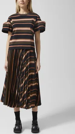 sacai Womens Striped wraparound skirt