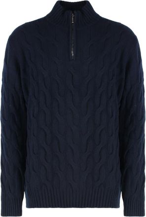 Moorer Truien & Vesten, Heren, Blauw, XL, Wol, Kabelgebreide Coltrui