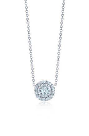 Kwiat Diamond Halo Pendant Necklace in White Gold at Nordstrom, Size 16