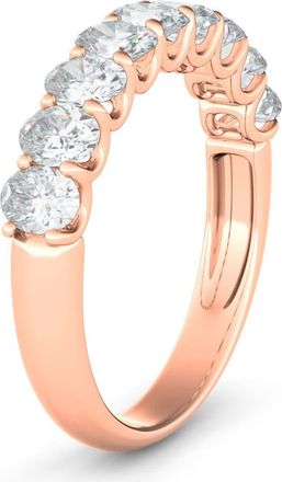 HauteCarat Half Oval Cut Lab Created Diamond 18K Gold Eternity Ring in Rose Gold at Nordstrom, Size 4.5
