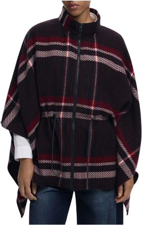 Desigual Aldama Checks Poncho - Dames - Ponchos - Veelkleurig - ONE Size - Polyester - Jassen
