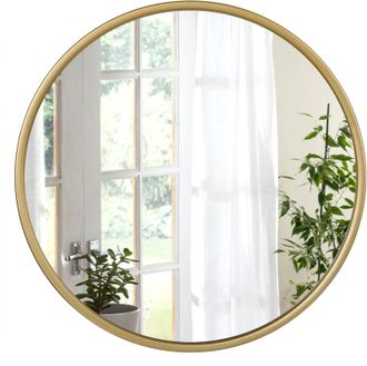 Woltu Specchio Da Parete Rotondo &Oslash;50 Cm. Specchio Rotondo Dorato Con Cornice In Metallo. Specchiera Da Bagno. Specchio Per Trucco. Specchio Decorativo Da Pa