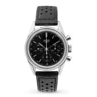 Tag Heuer Pre-owned Tag Heuer Carrera Re-Edition Chronograph Hand Wind Black Dial Mens Watch CS3111