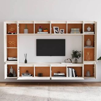 Berkfield Home TV Cabinets 8 pcs White Solid Wood Pine
